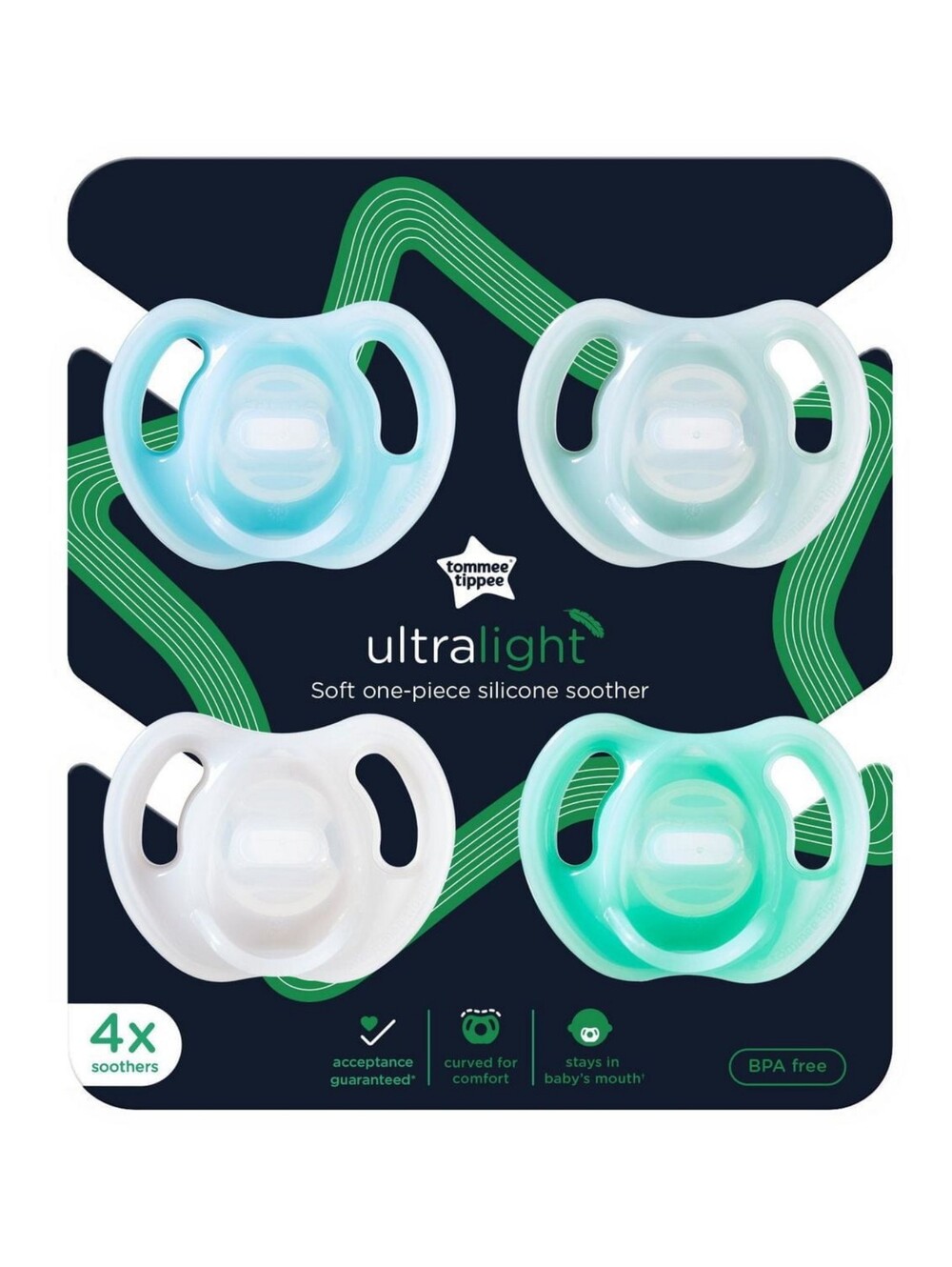 Tommee Tippee Ultra-Light Silicone Pacifier 0-6 Months - 4 Pack